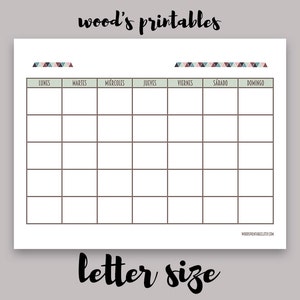 blank spanish calendar printable calendar calendar etsy