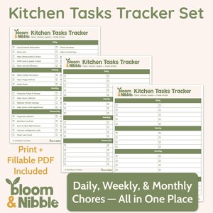 Example Kitchen Task Sheet Kitchen Cleaning Checklist: Printable Task Tracker (PDF Download) - Etsy