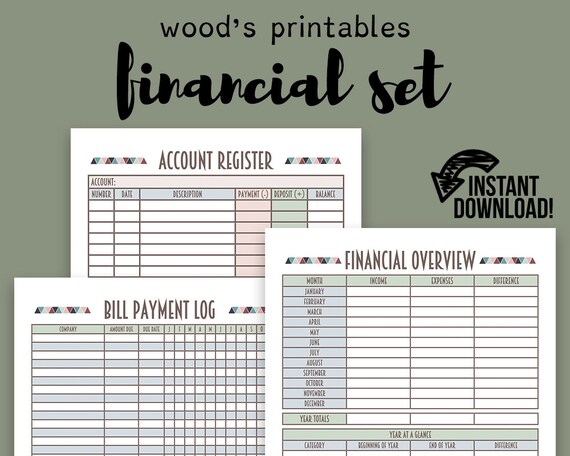financial planner pdf printable bill tracker bill planner etsy