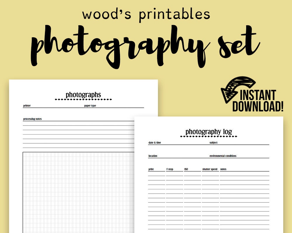 Photography Notebook PDF Printable Photo Journal Camera Etsy