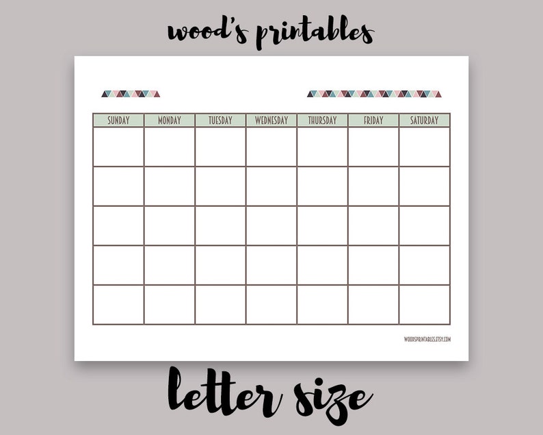 blank calendar pdf printable calendar calendar printable etsy