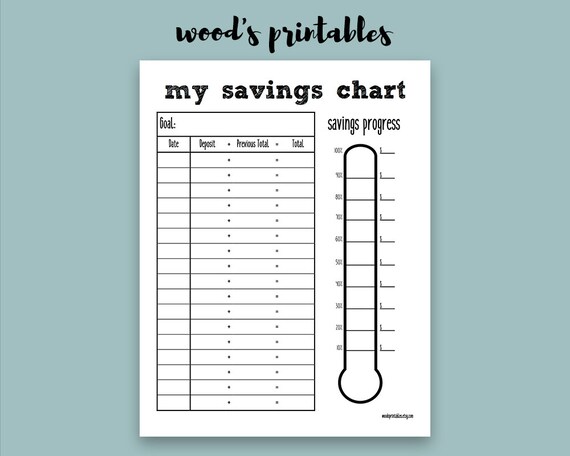 childs saving set pdf printable savings tracker savings etsy