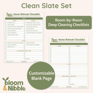 Printable Cleaning Checklist Set: Home Organization, Deep Cleaning (PDF Download)