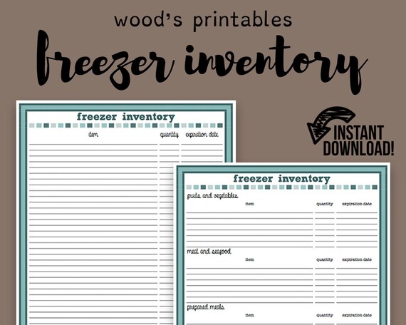 Freezer Inventory Log Printable Home Binder Inventory Etsy