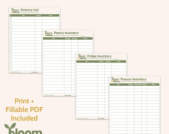 Printable Kitchen Inventory Set: Pantry, Fridge, Freezer Organizer (PDF Download)