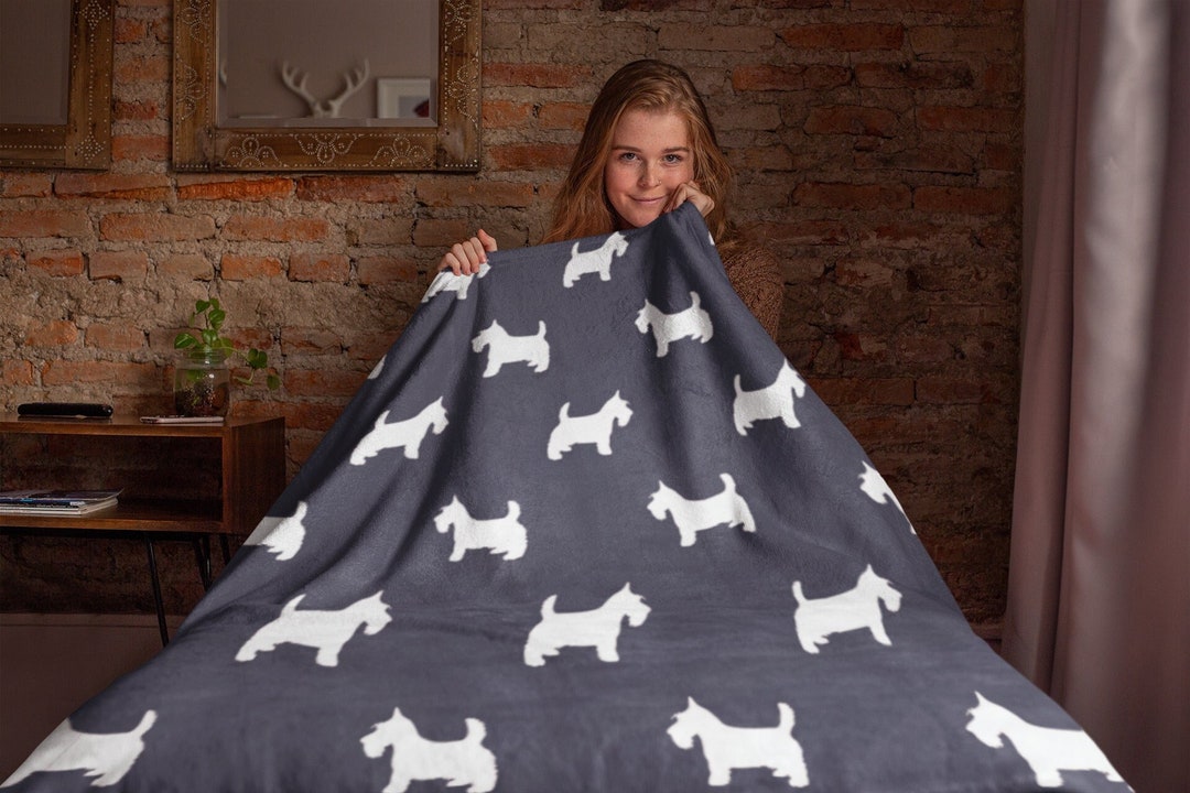 Scottie Blue Throw Blanket, Scottish Terrier Throw, Scottie Blanket, 50 60 Blanket, Blue Scottie