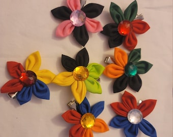Hero Anime Inspired Fabric Flower Hair Clips