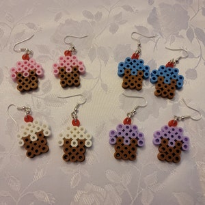 Cupcake Perler Bead Earrings