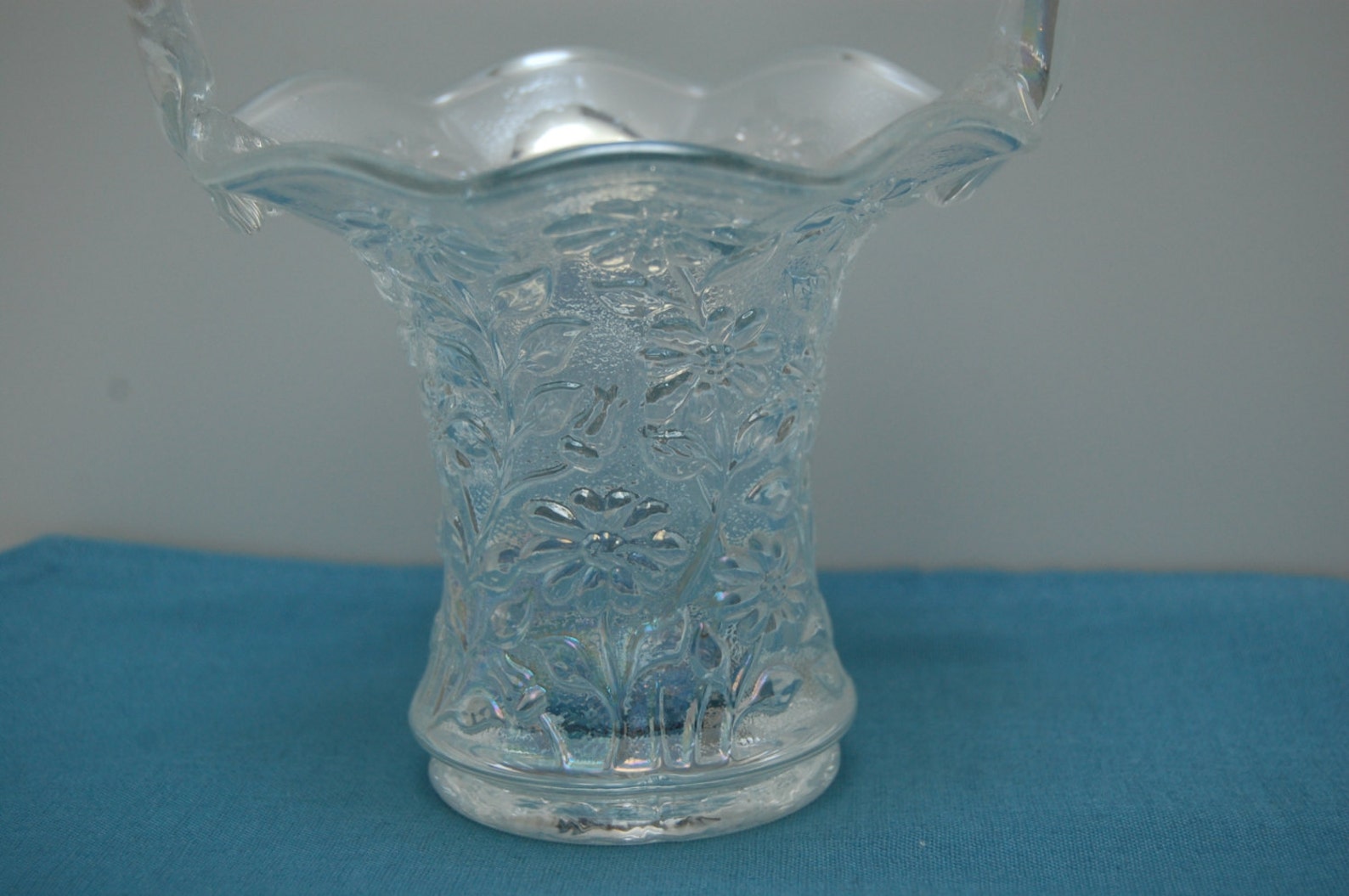 Vintage Glass Basket Daisy Basket Flower vase Glass Etsy