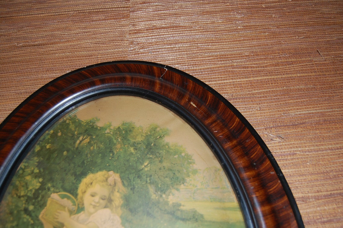 Antique Oval Picture Frame Convex Glass 1900's Oval Etsy