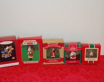 Hallmark Vintage Christmas Ornaments, CHOICE, Lego Sleigh, Folk Art Santa, Old Fashioned Santa, Kitty's best Friend Santa, Santa with Cane