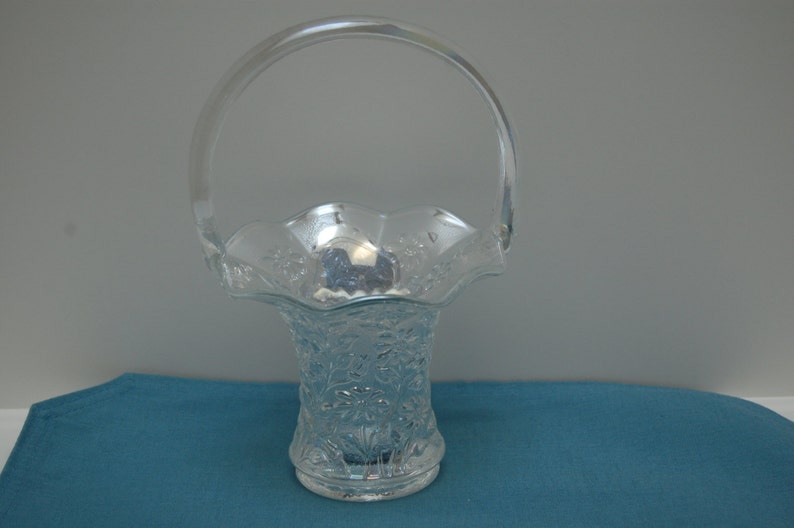 Vintage Glass Basket Daisy Basket Flower vase Glass Etsy