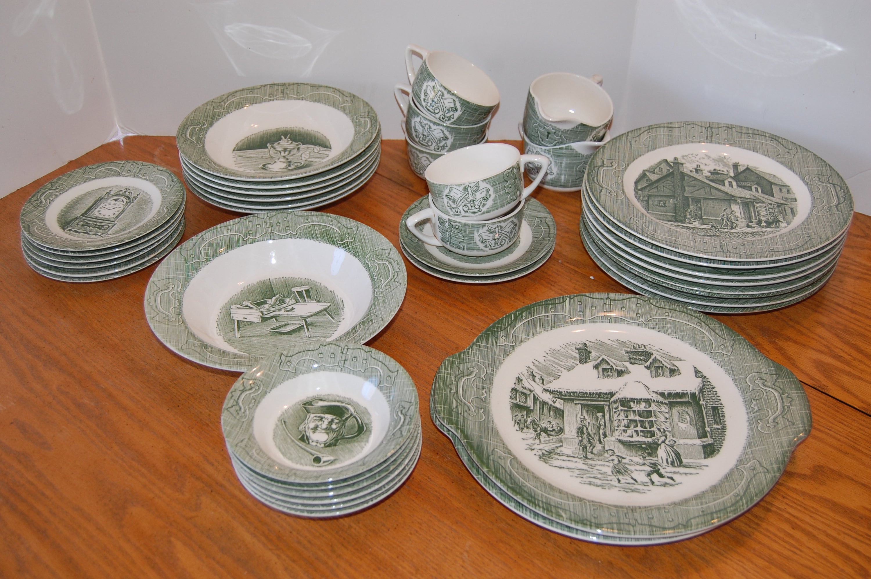 CHOICE Old Curiosity Shop Dishes Green Transferware Charles