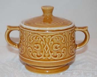 Pottery Sugar Bowl, Brown Ceramic Sugar Bowl, Japan, Retro Kitchen Decor, Man Cave Sugar Bowl, Cabin Decor