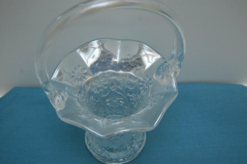 Vintage Glass Basket Daisy Basket Flower vase Glass Etsy