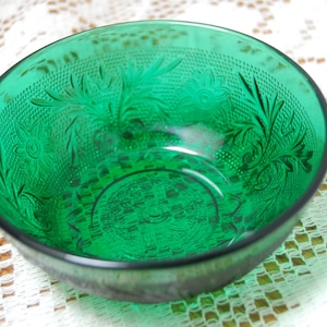 Vintage Sandwich Bowl, Ice cream Bowl, Dessert Bowl,  Green Glass, Anchor Hocking