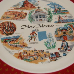 New Mexico Souvenir Plate, Collectible Plate, Porcelain Plate, New Mexico State Plate, Carlsbad Caverns, Pueblo Ruins, Home Decor