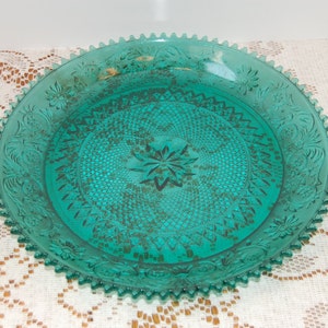 Vintage Spruce Green Sandwich Platter, Tiara Glassware, Cookie Plate, Candy Tray, Christmas Entertainment, Shower Gift, 12&quot; glass plate