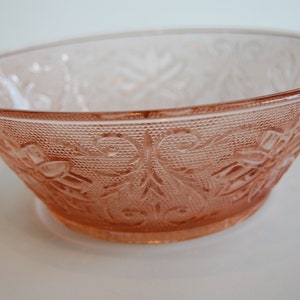 Vintage Pink Glass Bowl, Vintage Tiara Glassware,  Vegetable Bowl, Salad Bowl, Pink/Peach Sandwich, Sandwich Pattern, Tiara Glass