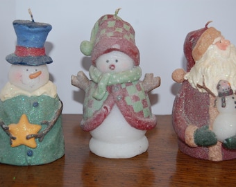 Choice Christmas Candle, Santa, Snowman, Wax candle with Glitter