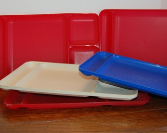 Vintage Tupperware Divided Trays, Choice color of  Red, off White (Almond) and Blue Trays, 4th of July, Picnic Supply, Camping Supply,