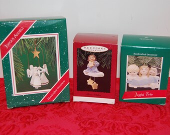 Hallmark Angel Christmas Ornaments, Vintage Ornament, Collectible Hallmark, Joyful Trio, Three Wishes, Joyous Angels, Home Decor, Tree Decor