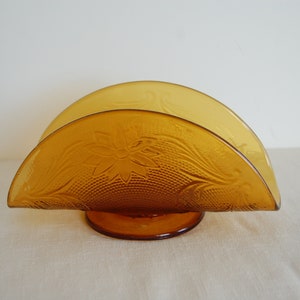 Vintage  Napkin Holder, Tiara Sandwich pattern. Amber Pressed Glass, Gold Tiara glassware, collectible Tiara, anniversary gift, shower gift