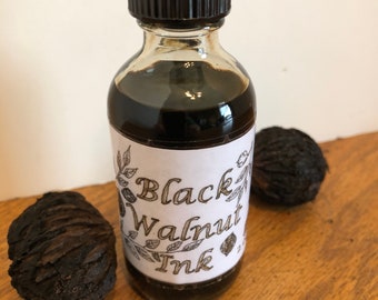 Black Walnut Ink,  2 oz or 4 oz bottle, All Natural Ink, Calligraphy, Drawing, Painting, Brown Ink