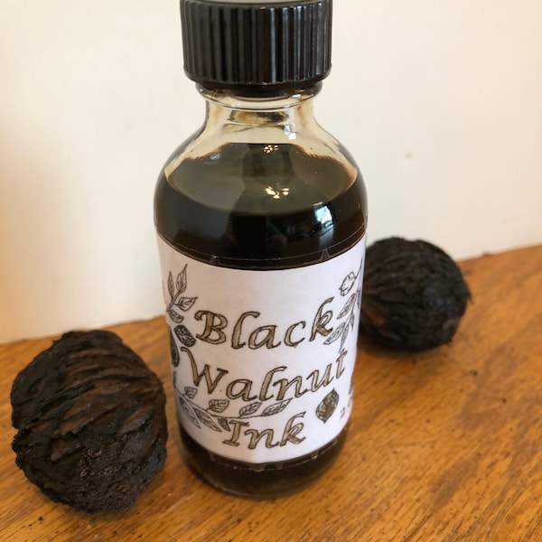 Black Walnut Ink,  2 oz or 4 oz bottle, All Natural Ink, Calligraphy, Drawing, Painting, Brown Ink