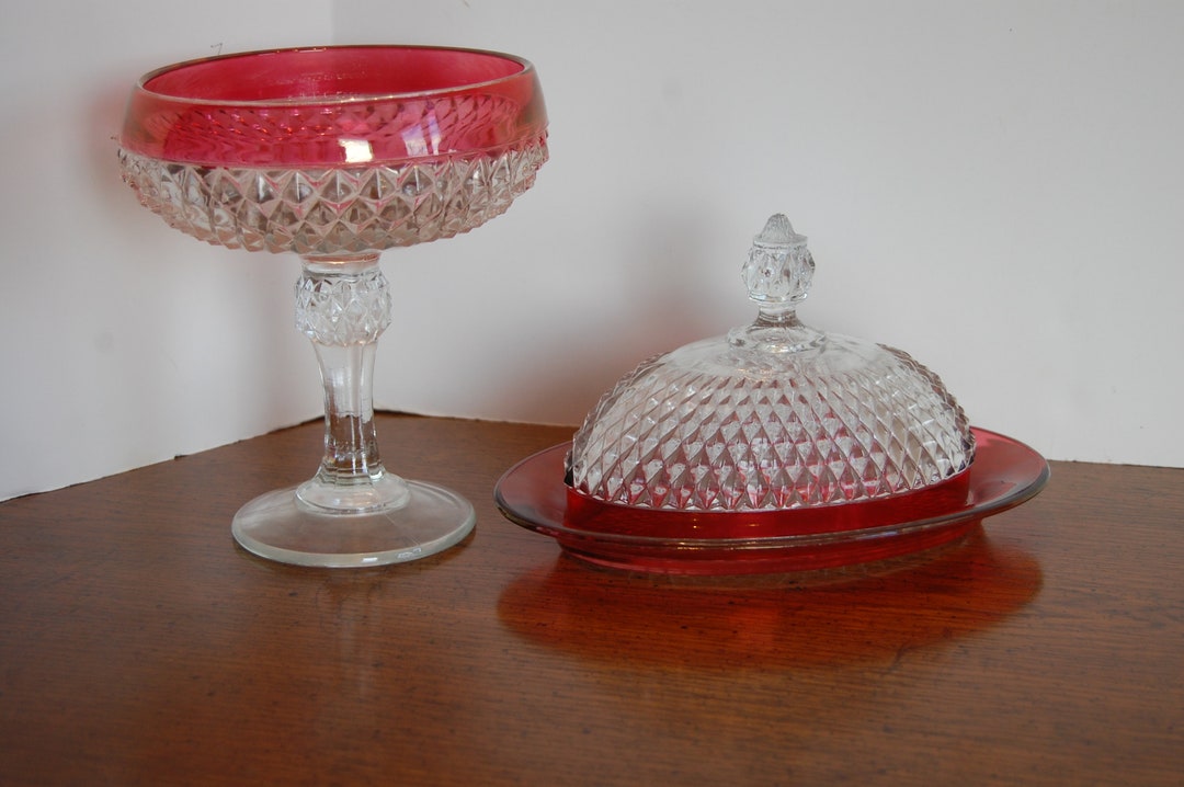Vintage Ruby Red Candle Holders Set of 2 Taper Candle Etsy