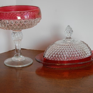 Vintage, Ruby Red Candle Holders, Set of 2, Taper Candle Holder, Indiana Glass, Home Decor, Table Decor, Red Glass