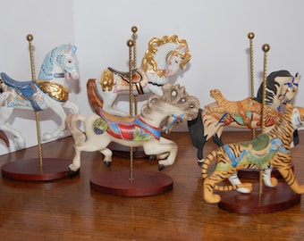 Choice collectible Carousel Art Horse or Tiger, Franklin Mint 1988 collection