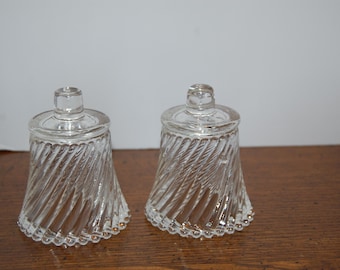 Clear Glass Candle Votive, swirl design, set of 2