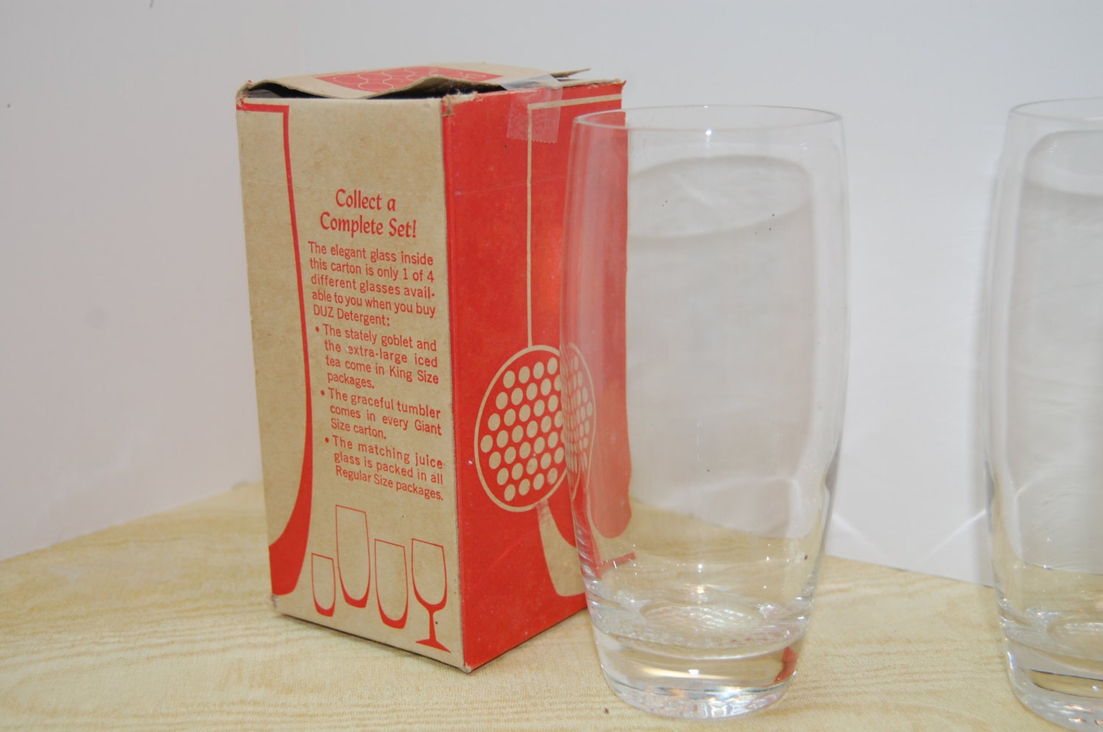 Vintage Clear Water Glasses Duz Glasses Duz Detergent Etsy