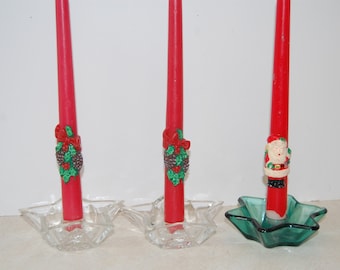 CHOICE red Tall Taper Candle, Pine Cone Candle, Santa Candle , 10" taper, Holiday Decor, Christmas Decor