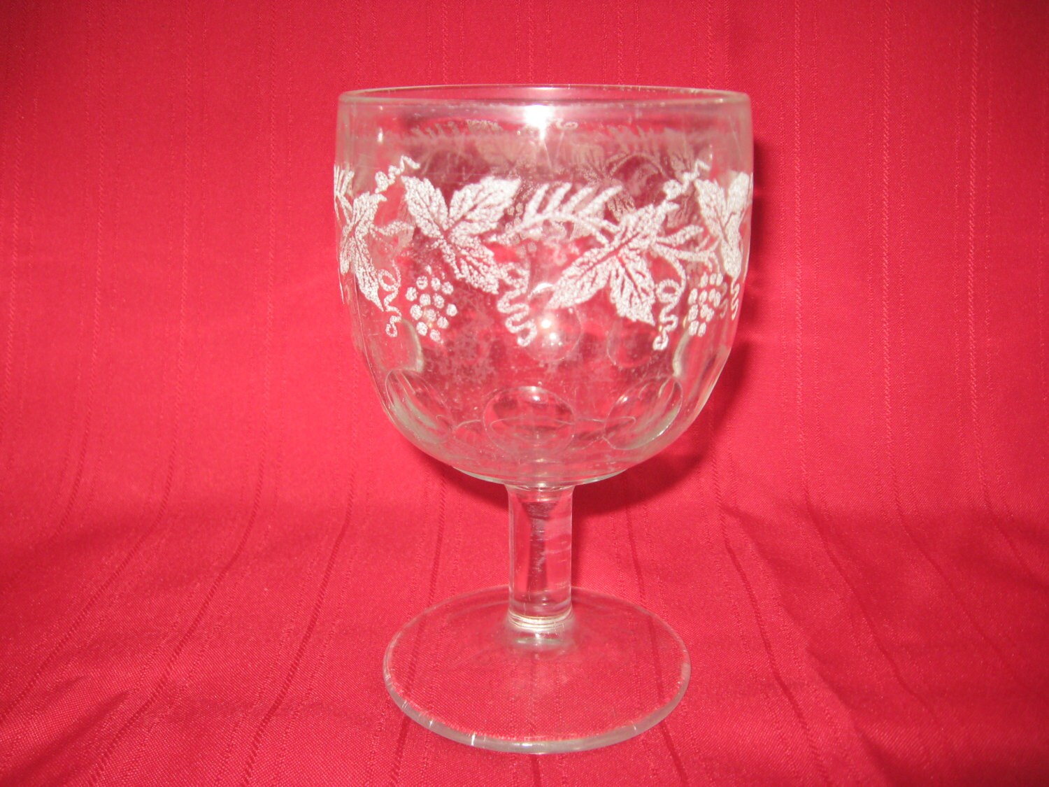 Vintage Thumbprint Stemware Goblet Etched Grapes and Vine Etsy
