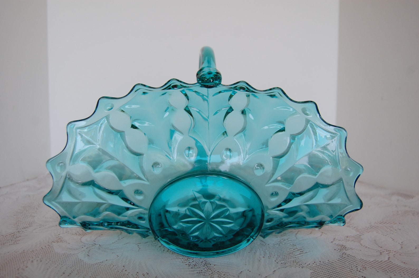 Vintage Glass Basket Tiara Glassware Handled Flower Basket Etsy