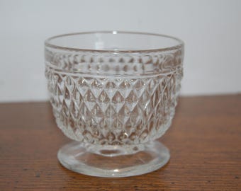 Diamond Point Footed Sugar Bowl, Indiana Glass