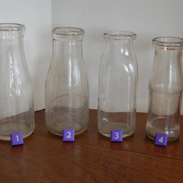 CHOICE  Pint Glass Milk Bottle, Clear glass jar, Milk jar, Vintage bottle, half pint milk bottle, storage, kitchen decor, farm house decor