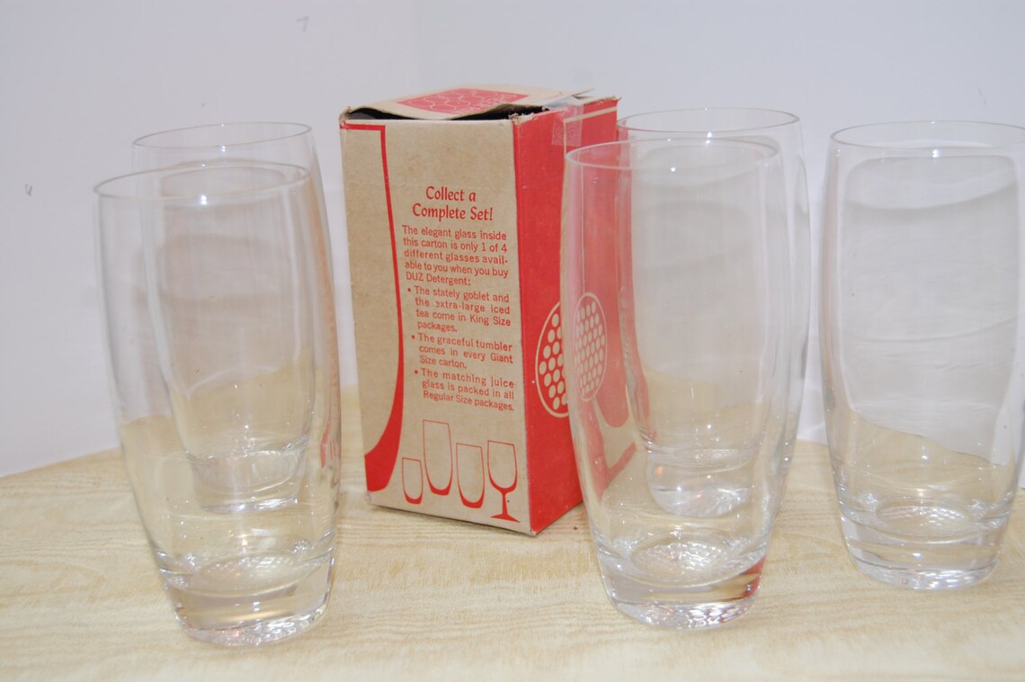Vintage Clear Water Glasses Duz Glasses Duz Detergent Etsy