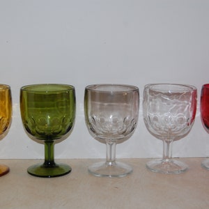 Choice Bartlett Collins thumb Print Goblets, Vintage goblets, Amber, Blue, Red, Green, Clear Goblet, 1960&#39;s Glasses, Glass Goblets