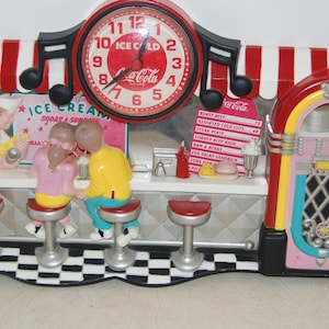 Vintage Coca-Cola Clock, Battery Wall Clock, Collectible Coke, Wall Decor, Home Decor, Man Cave Decor, Soda Fountain Scene