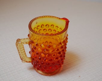 Vintage Toothpick Holder, Amber Mini Creamer, Fenton Glass Amberina Hobnail, Hobnail creamer, Hobnail pitcher, 3" pitcher