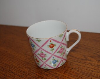 Lefton China Tea or Coffee Cup, Diamond and floral design, hand painted