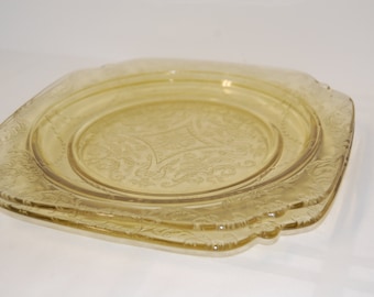 Vintage Madrid Amber Depression Glass Plate, Federal Glass Co.