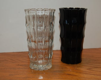 Vintage Glass Flower Vase, CHOICE Clear or Black Amethyst Vase, Suzanne Vase, Glass Vase, Home Decor,  Tiara Exclusive, Wedding Decor