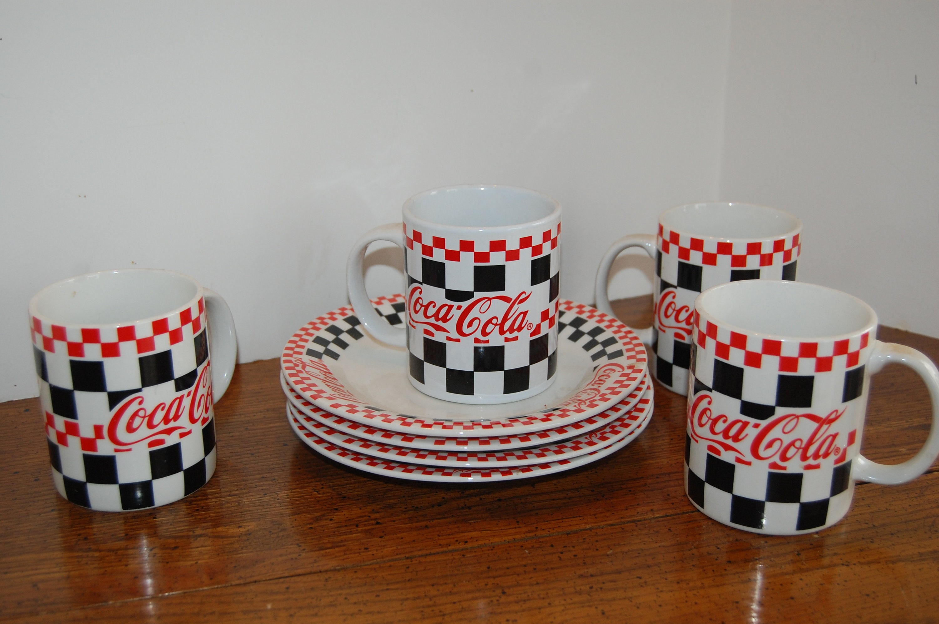 美品　Coca Cola Ceramic set コカコーラ 食器セット 陶器製 Coca Cola Ceramic set コカコーラ 食器セット 陶器製