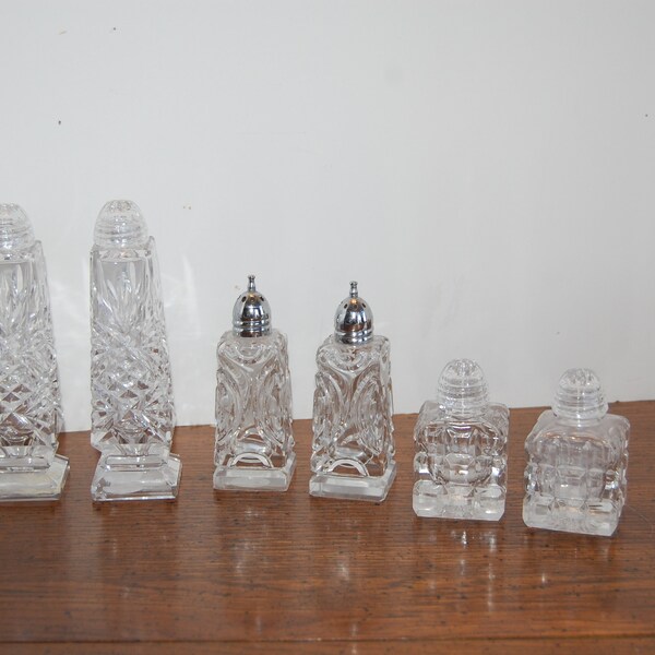 CHOICE Salt and Pepper Set, Cut Crystal , Tall Crystal Salt Shaker, Decorative Salt / Pepper, Clear Glass, Fine Dining, Vintage Salt Shaker