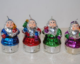 4 Vintage Santa Candles, Small Candle, Christmas Decor, Holiday Decor, Figurine Candle