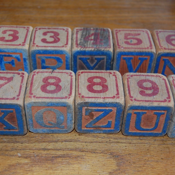 Vintage Wood Blocks, CHOICE Child's Building Blocks, Letter Blocks, Craft Supply, Nursery Decor, Retro Blocks, Picture Block, Animal Block